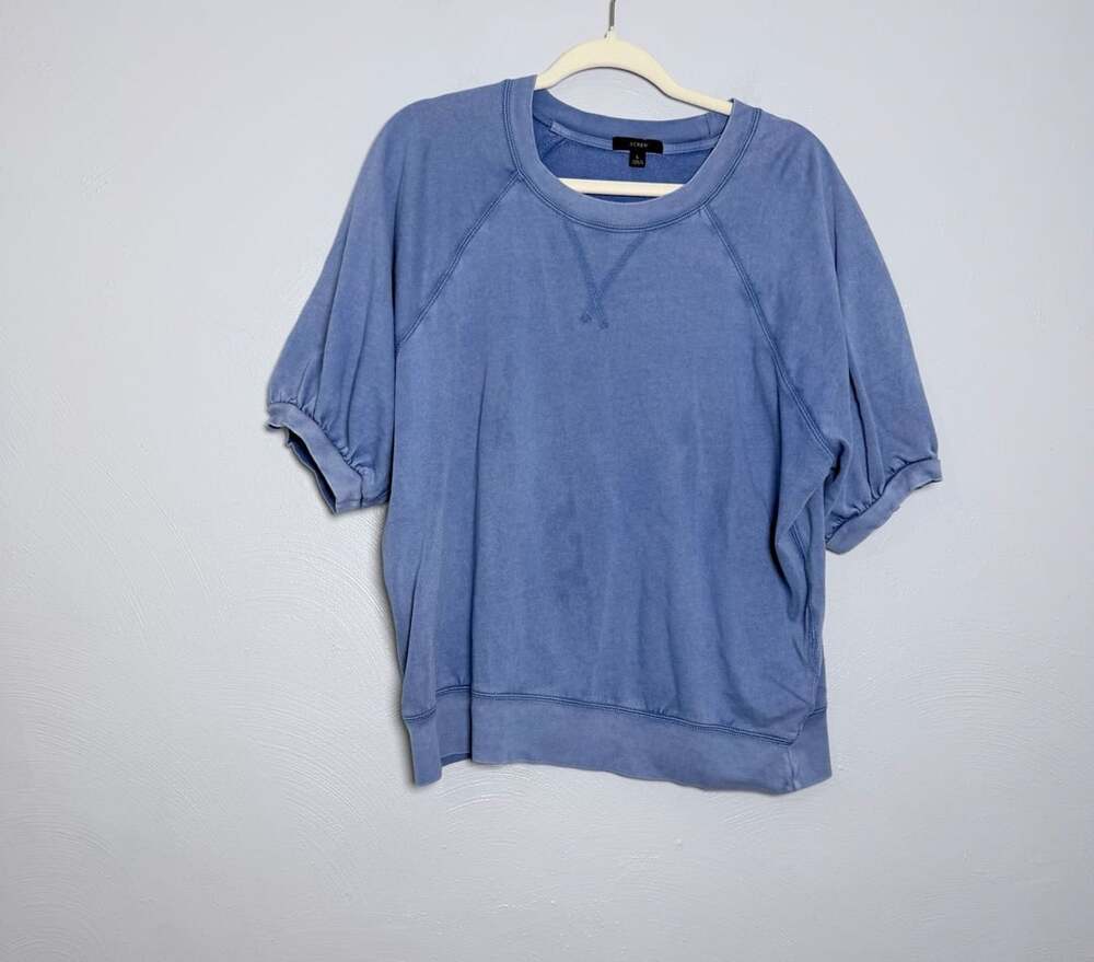 J.Crew Short Sleeve Raglan Sweatshirt Size L Blue Cotton Crew